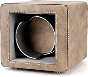 Spinner winding box Watch Winders - Mini Single Watch Winding Box Retro Leather Watch Shaker Mechanical Watch Silent Swing Device Dual-power with LED Light Watch Storage Case Quiet