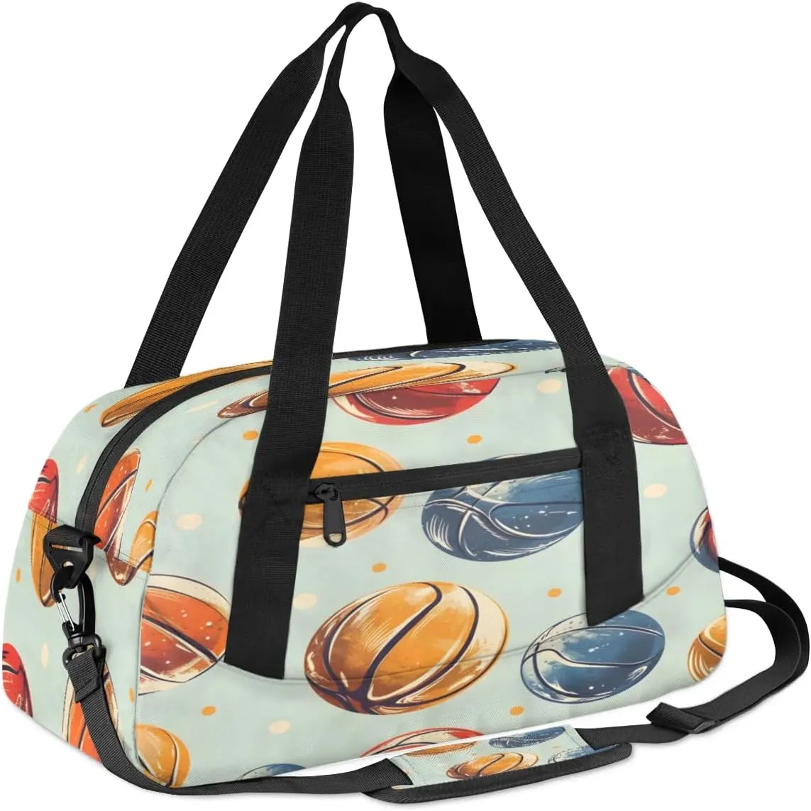 Sport Duffel Bag Basketballs Print Kids Gym Bag Weekender Overnight Bags for Boys Girls Teens Carry On Workout Travel Bag