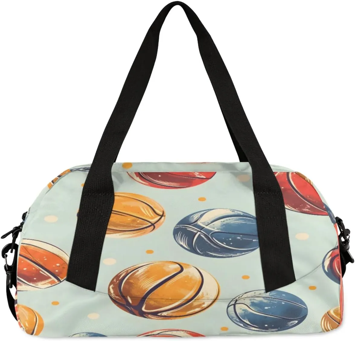 Sport Duffel Bag Basketballs Print Kids Gym Bag Weekender Overnight Bags for Boys Girls Teens Carry On Workout Travel Bag