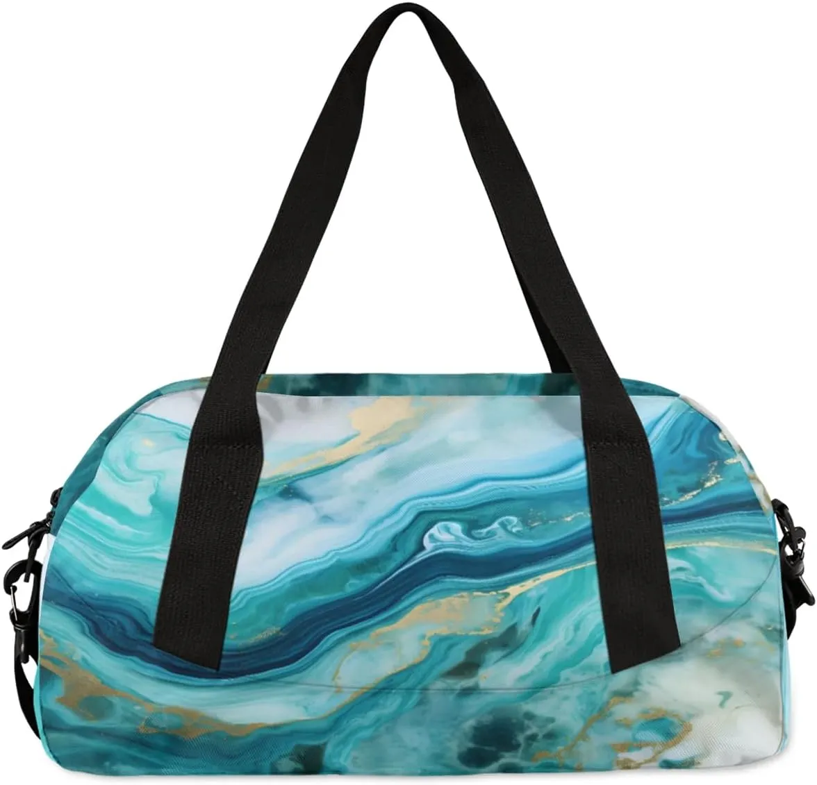 Sport Duffel Bag Blue Marble Pattern Kids Gym Bag Weekender Overnight Bags for Boys Girls Teens Carry On Workout Travel Bag