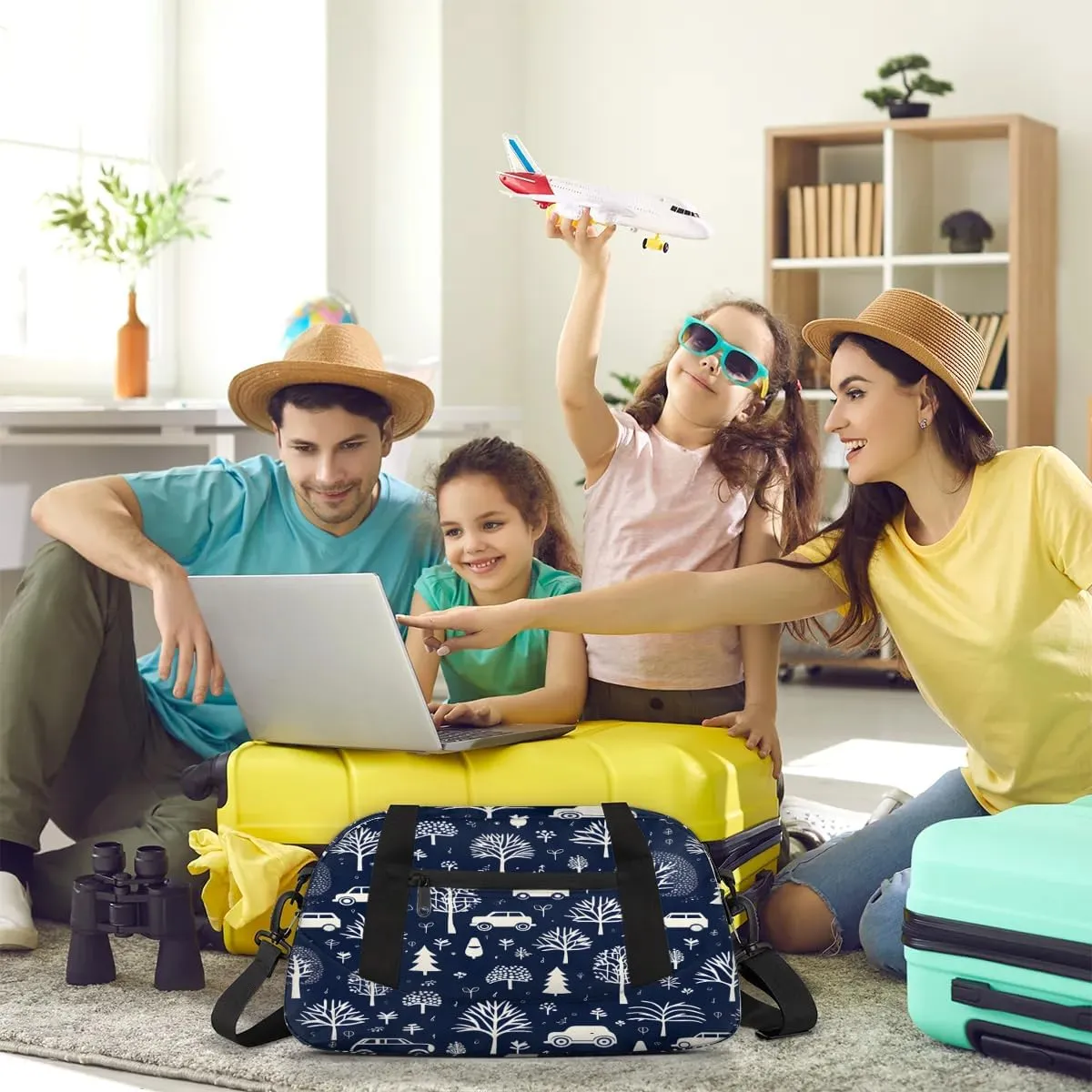 Sport Duffel Bag Car Tree Print Kids Gym Bag Weekender Overnight Bags for Boys Girls Teens Carry On Workout Travel Bag
