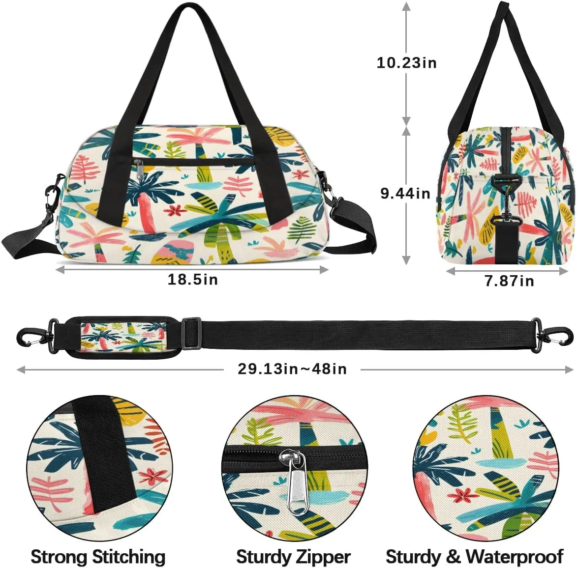 Sport Duffel Bag Cartoon Coconut Tree Kids Gym Bag Weekender Overnight Bags for Boys Girls Teens Carry On Workout Travel Bag