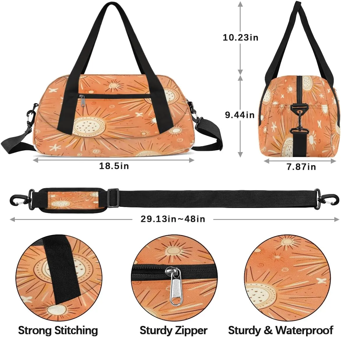 Sport Duffel Bag Cute Sun Print Kids Gym Bag Weekender Overnight Bags for Boys Girls Teens Carry On Workout Travel Bag