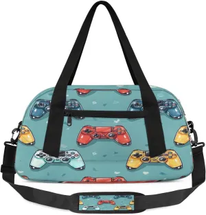 Sport Duffel Bag Game Controllers Print Kids Gym Bag Weekender Overnight Bags for Boys Girls Teens Carry On Workout Travel Bag