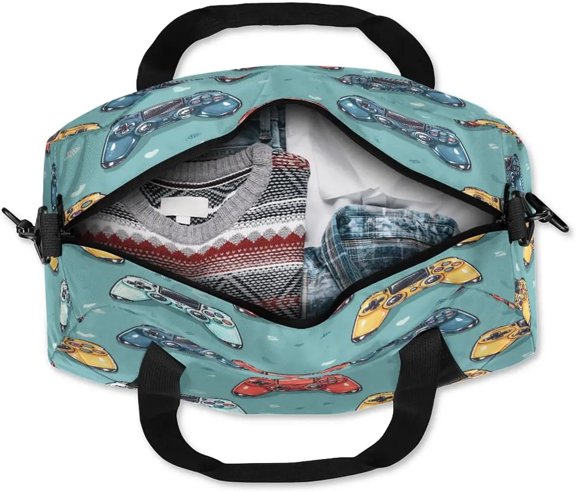 Sport Duffel Bag Game Controllers Print Kids Gym Bag Weekender Overnight Bags for Boys Girls Teens Carry On Workout Travel Bag