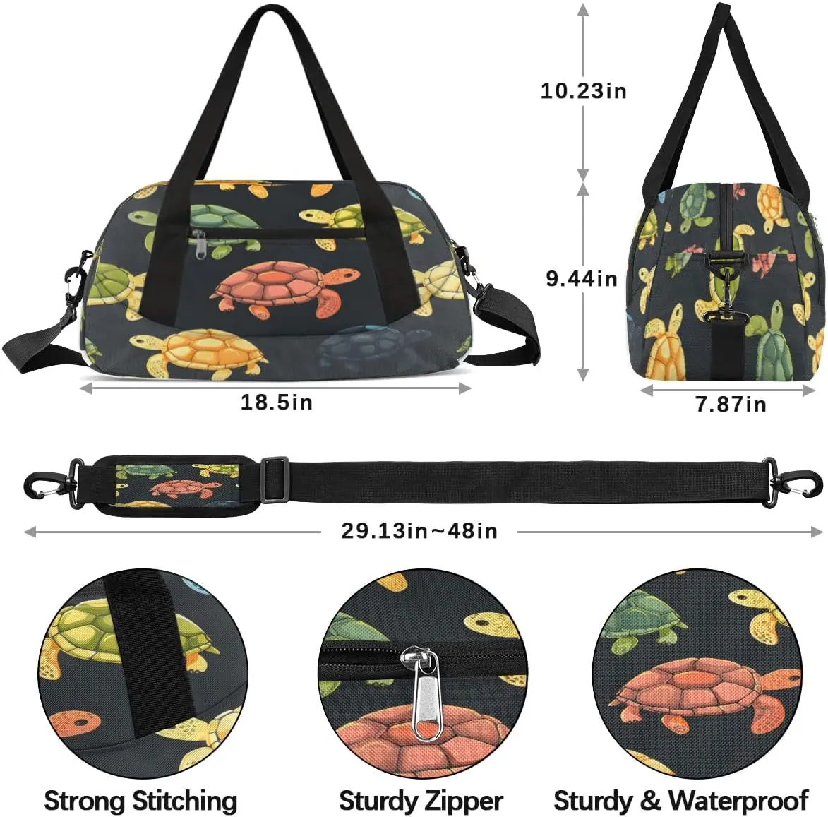 Sport Duffel Bag Sea Turtles Print Kids Gym Bag Weekender Overnight Bags for Boys Girls Teens Carry On Workout Travel Bag