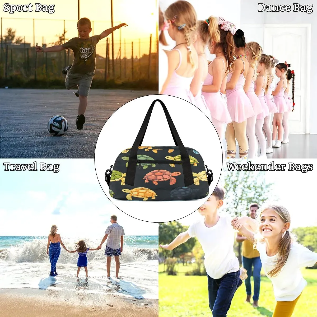 Sport Duffel Bag Sea Turtles Print Kids Gym Bag Weekender Overnight Bags for Boys Girls Teens Carry On Workout Travel Bag