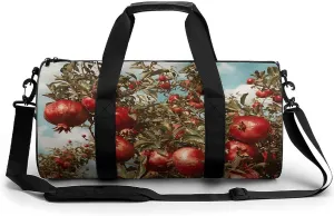 Sports Gym Bag for Men Women Pomegranate Tree Travel Gym Bag Cylindrical Workout Bag Lightweight Travel Duffle Bag for Basketball Football Weekender