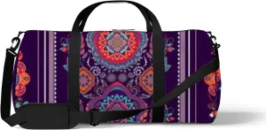 Sports Gym Bag for Women and Men Waterproof Bright Colorful Striped Floral Pattern Duffel Bag Lightweight Carryon Traveling Boarding Gripsack