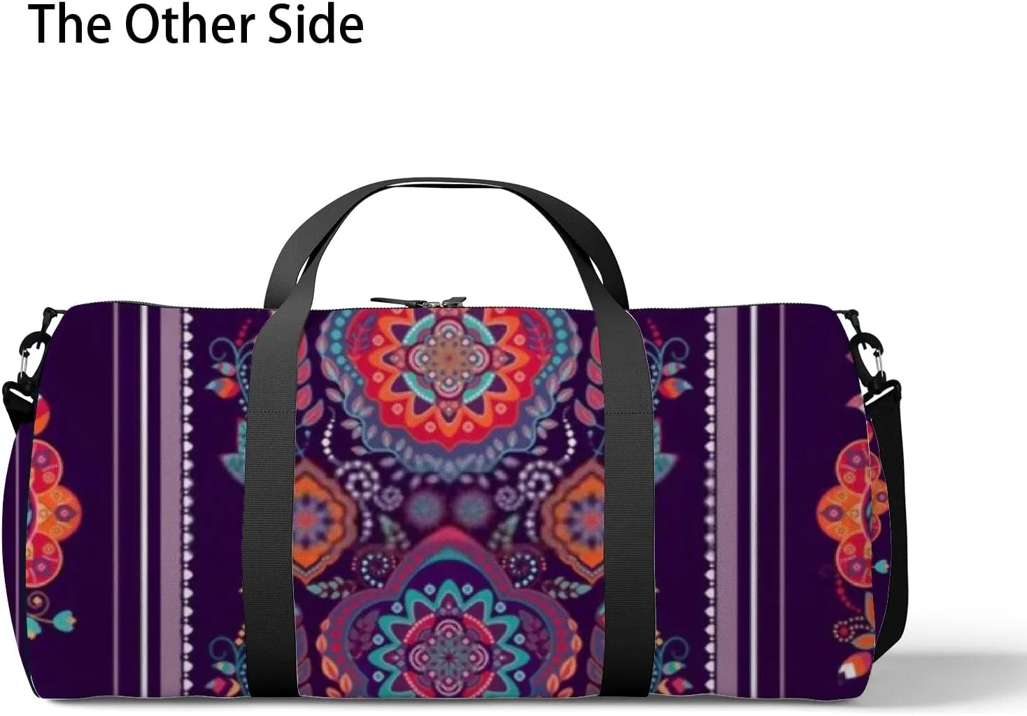 Sports Gym Bag for Women and Men Waterproof Bright Colorful Striped Floral Pattern Duffel Bag Lightweight Carryon Traveling Boarding Gripsack