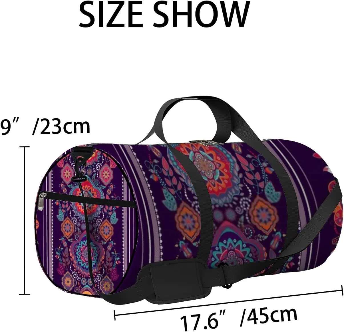 Sports Gym Bag for Women and Men Waterproof Bright Colorful Striped Floral Pattern Duffel Bag Lightweight Carryon Traveling Boarding Gripsack