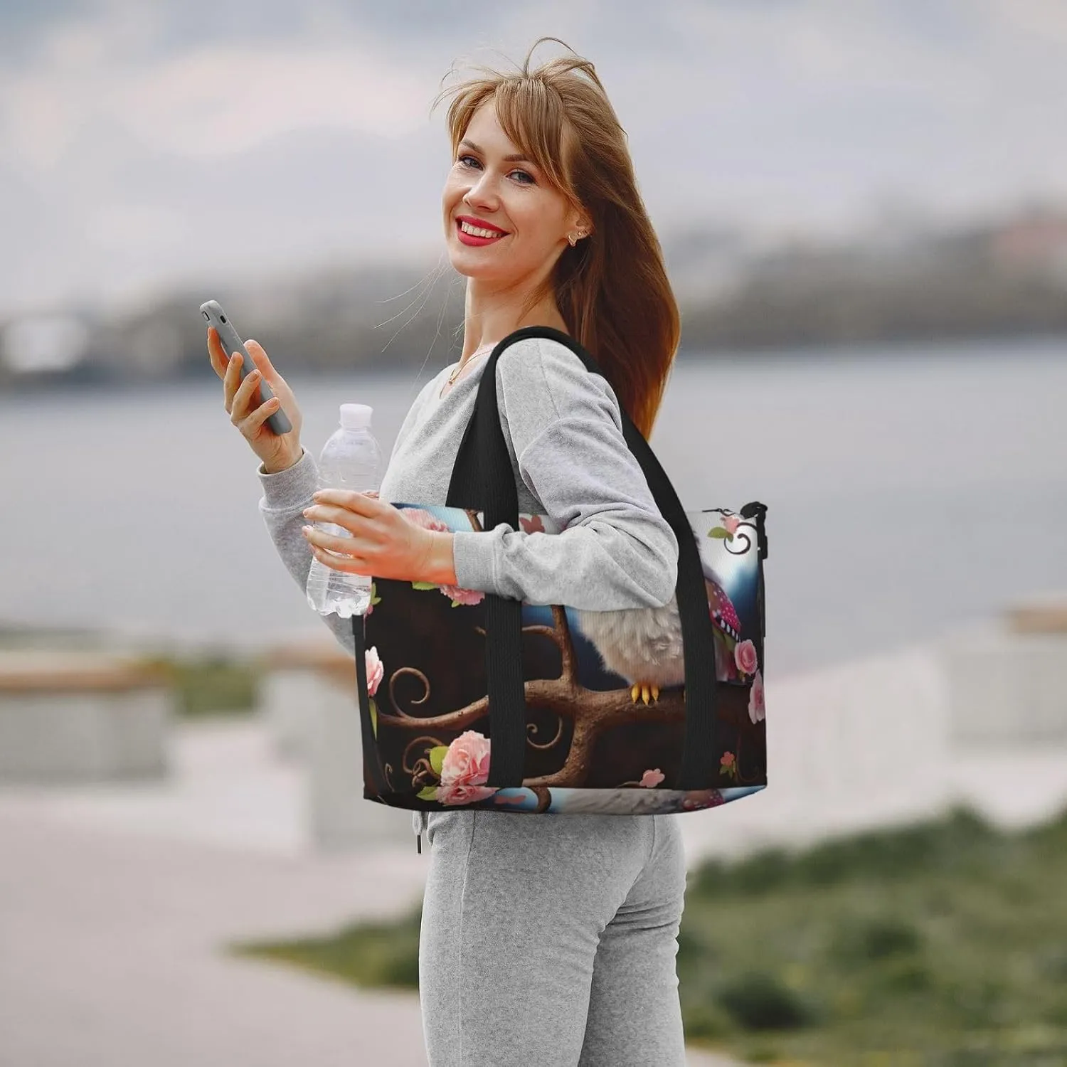 Sports Gym Bag for Women Men Travel Duffel Bag Tote Weekender Bag Carry on Overnight Bag for Travel Swimming Fitness Workout Sports Cute Owl Tree Flowers and Squirrel Duffle Bag