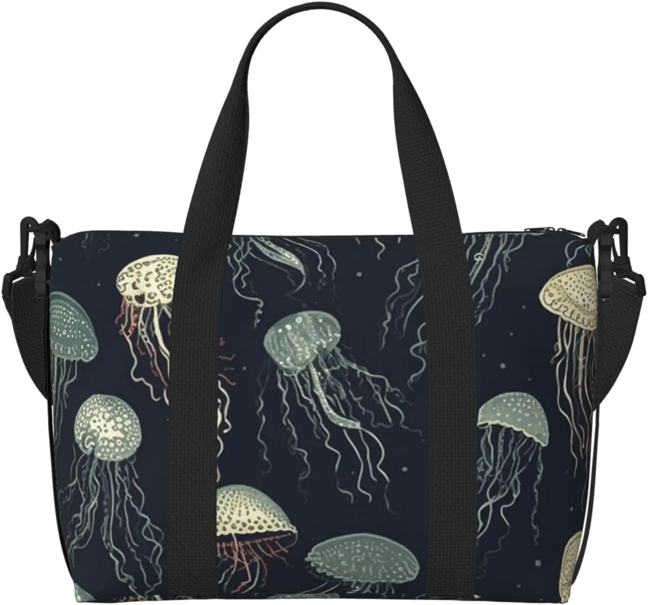 Sports Gym Bag for Women Men Travel Duffel Bag Tote Weekender Bag Carry on Overnight Bag for Travel Swimming Fitness Workout Sports Jellyfish Pattern Duffle Bag