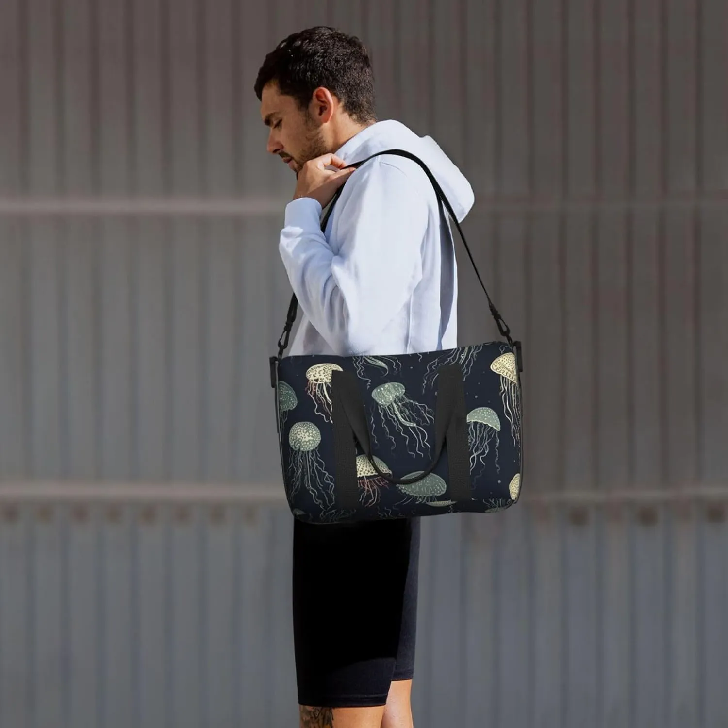 Sports Gym Bag for Women Men Travel Duffel Bag Tote Weekender Bag Carry on Overnight Bag for Travel Swimming Fitness Workout Sports Jellyfish Pattern Duffle Bag