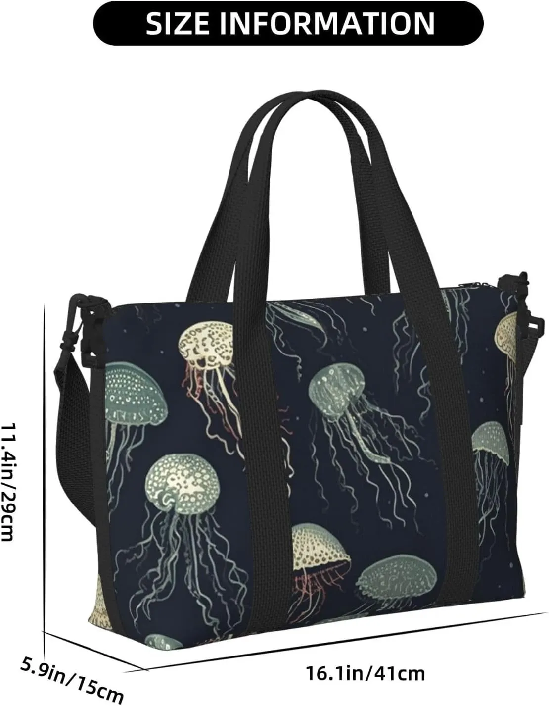 Sports Gym Bag for Women Men Travel Duffel Bag Tote Weekender Bag Carry on Overnight Bag for Travel Swimming Fitness Workout Sports Jellyfish Pattern Duffle Bag