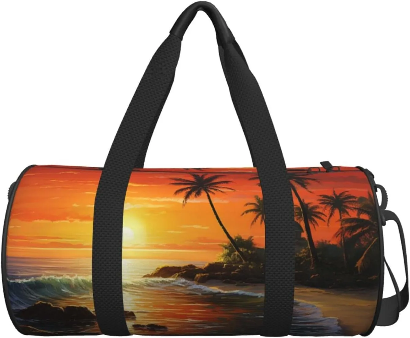 Sports Gym Bag for Women Men Travel Duffel Bag Tote Weekender Bag Carry on Overnight Bag for Travel Swimming Fitness Workout Sports Palm tree sun landscape Duffle Bag