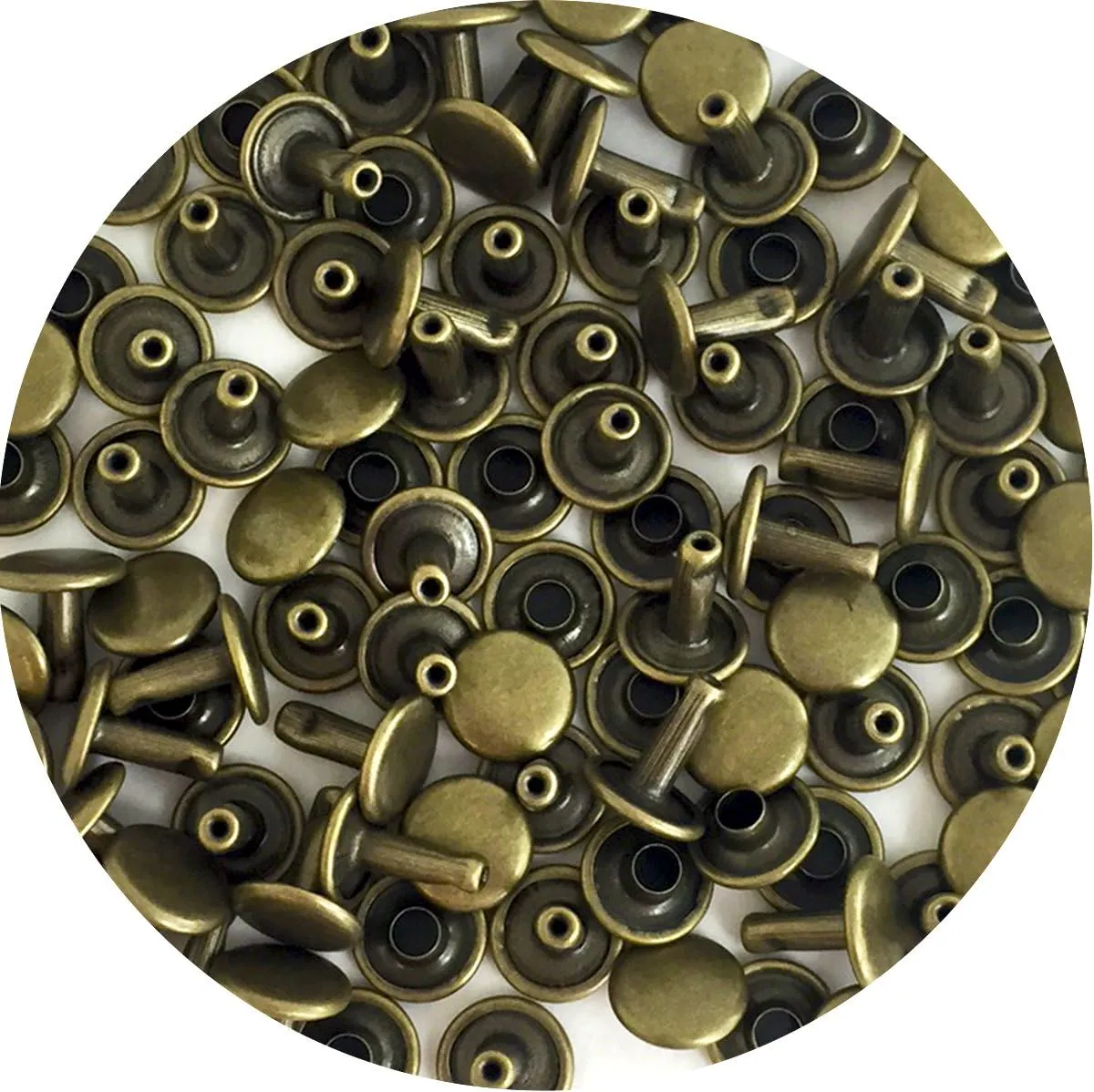 Springfield Leather Company Rivets, Antique Brass, Double Cap Rivets, Medium Size 100pk