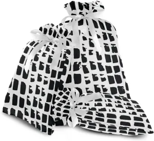 Squares Lizard Skin 3 Pack Christmas Gift Bags, Drawstring Xmas Bag, Gift Wrapper Bag for Holiday and Parties
