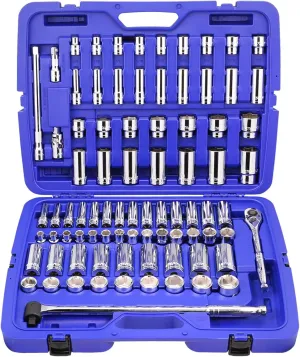 Stark Elite 1/2" Drive 84pcs Impact Socket MASTER SET, SAE & Metric from 3/8 Inch - 1-5/16 Inch, 10mm - 32mm, Standard/Deep Sockets with Case