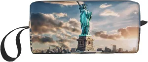 Statue of Liberty in NYC print Travel Toiletry Pouch, Pencil Bag Canvas Makeup Bag, Multi-Purpose Cosmetic Bag with Zipper