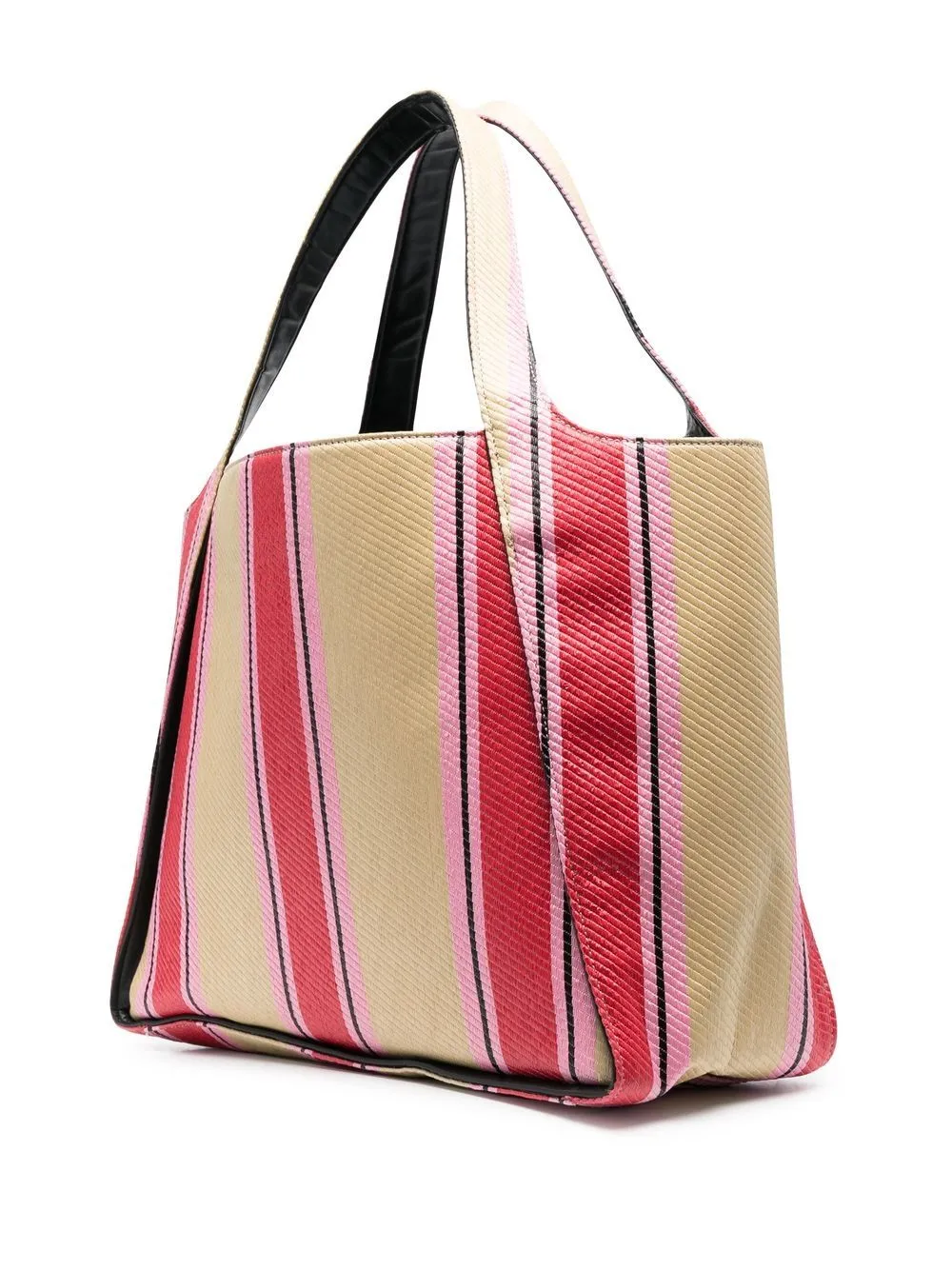 Stella Mc Cartney Stella Logo Striped Raffia Tote Bag