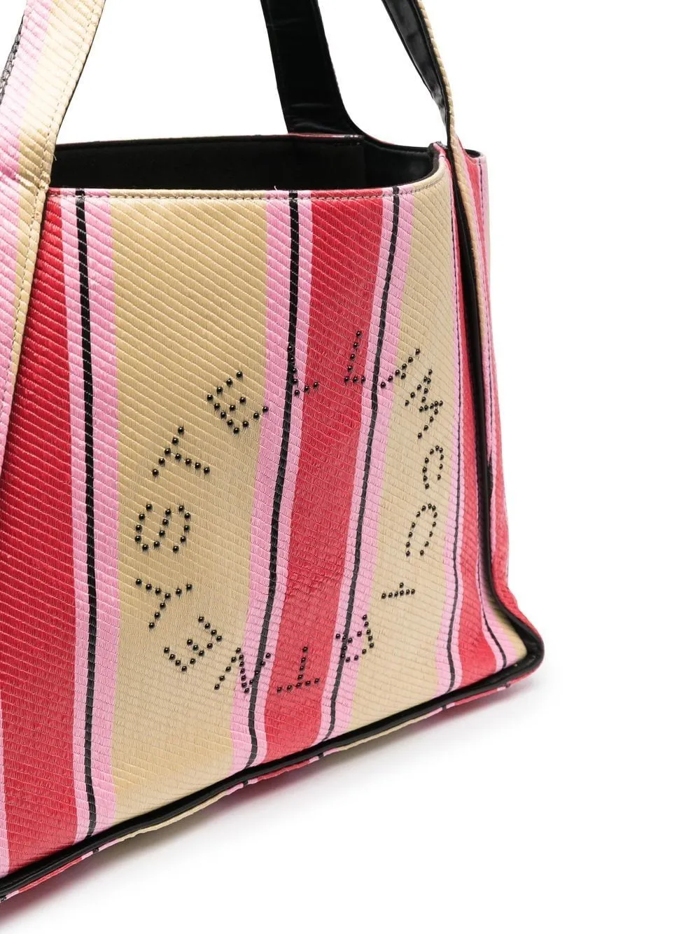 Stella Mc Cartney Stella Logo Striped Raffia Tote Bag