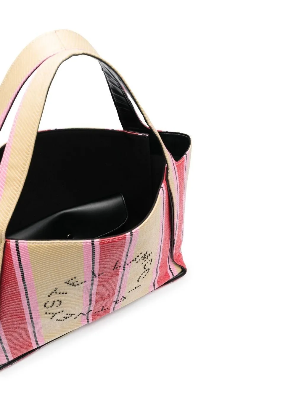 Stella Mc Cartney Stella Logo Striped Raffia Tote Bag
