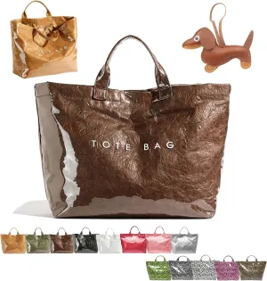 Stellaya Tote Bag, Women's Letters Print Tote Bag, PVC Clear Tote Bag for Women, Fashionable Leopard Print Tote Bag