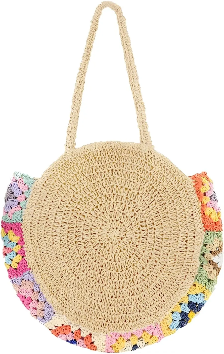 Straw Bags for Women Large Beach Tote Bag Floral Crochet Woven Shoulder Purse Summer Handbag