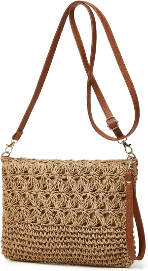 Straw Beach Bags For Women Rattan Purses Summer Straw Handwoven Bag Raffia Handbag Shoulder Bag Cross-body Square Bag