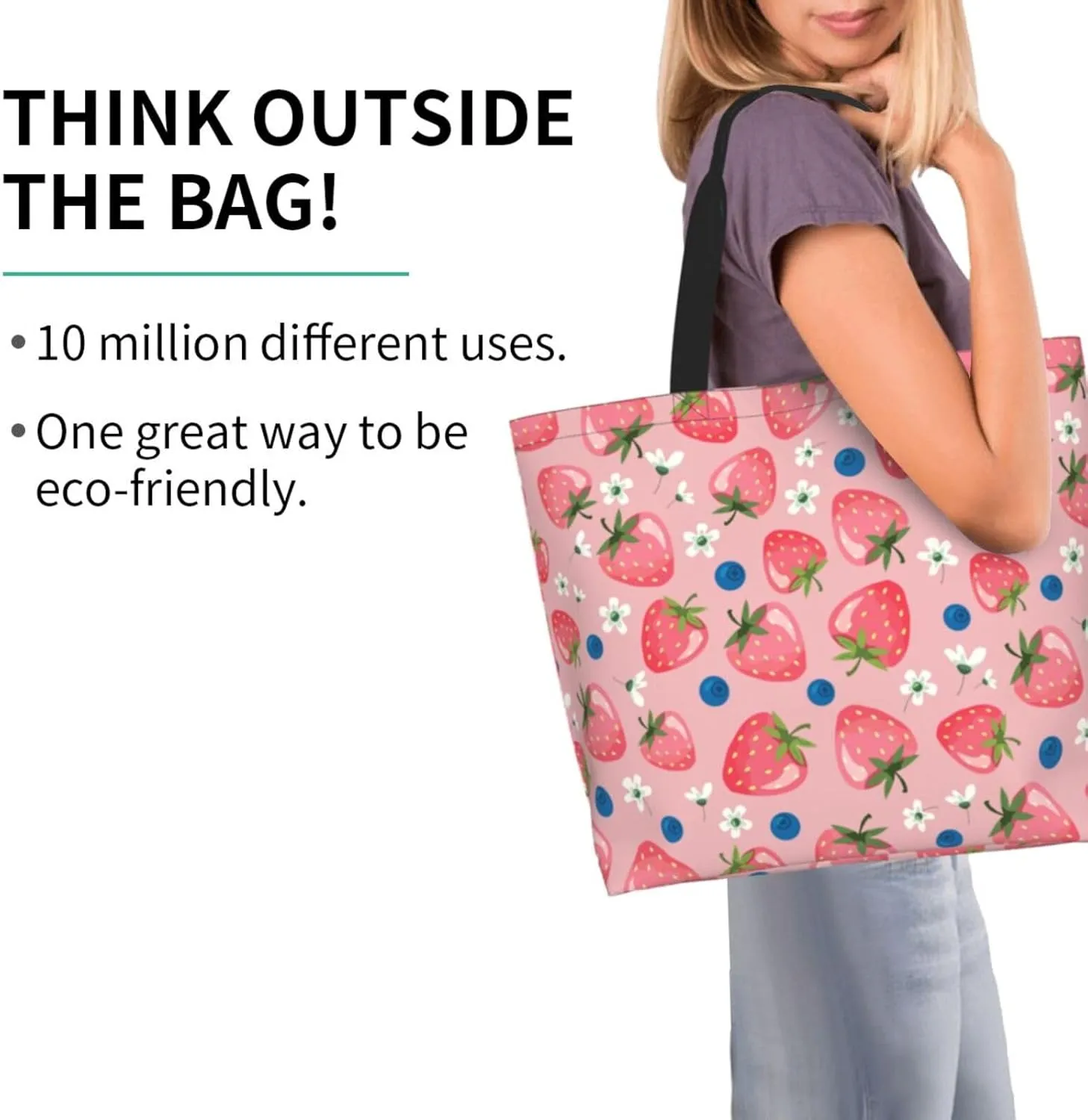 Strawberry Cute Tote Bag Beach Bag Large Capacity Grocery Bag Reusable Shopping bags for Women