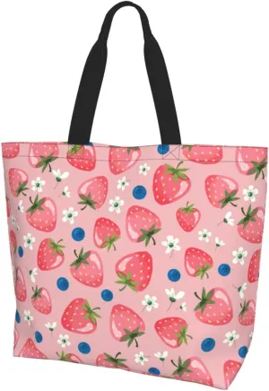 Strawberry Cute Tote Bag Beach Bag Large Capacity Grocery Bag Reusable Shopping bags for Women
