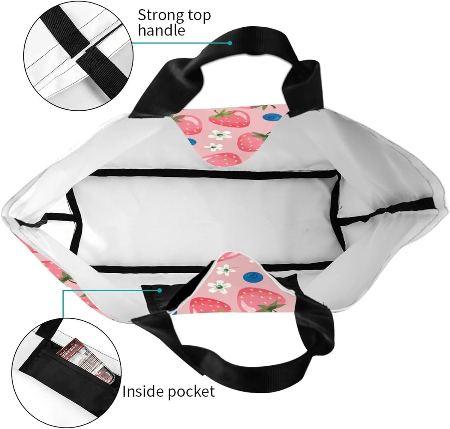Strawberry Cute Tote Bag Beach Bag Large Capacity Grocery Bag Reusable Shopping bags for Women