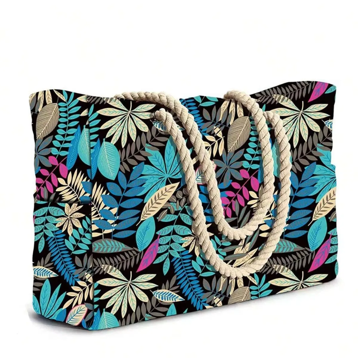 Striped Canvas Summer Beach Bag, Large Capacity Shopping Bag,