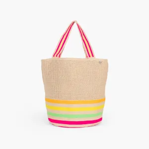Striped net round tote bag XL | Tutti frutti