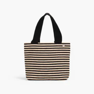 Striped oval tote | Black