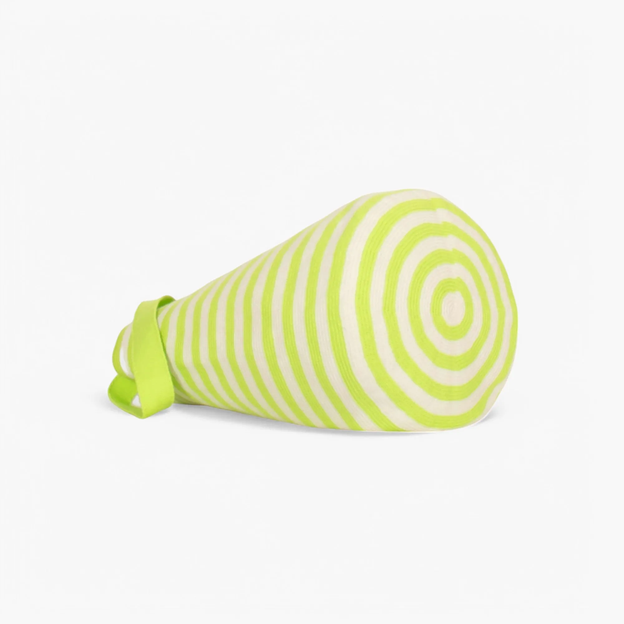 Striped round tote bag XL | Neon green
