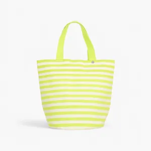 Striped round tote bag XL | Neon green