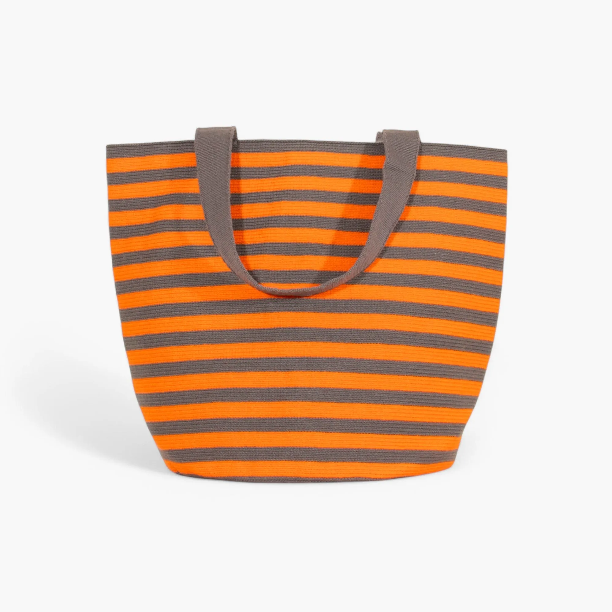 Striped round tote bag XL | Tangerine