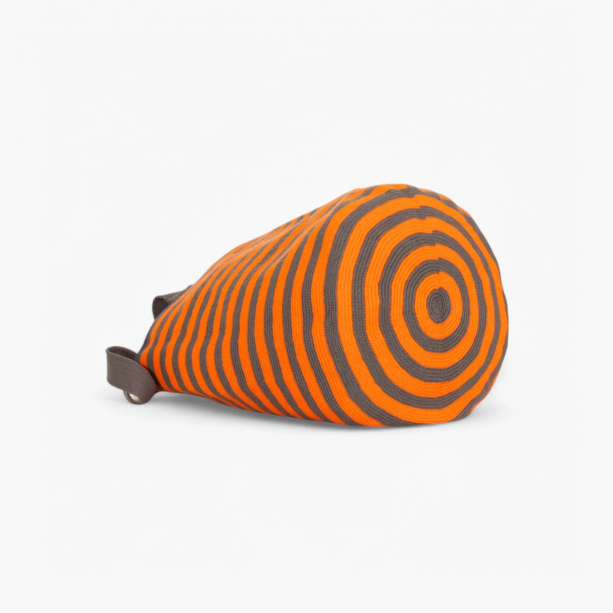 Striped round tote bag XL | Tangerine