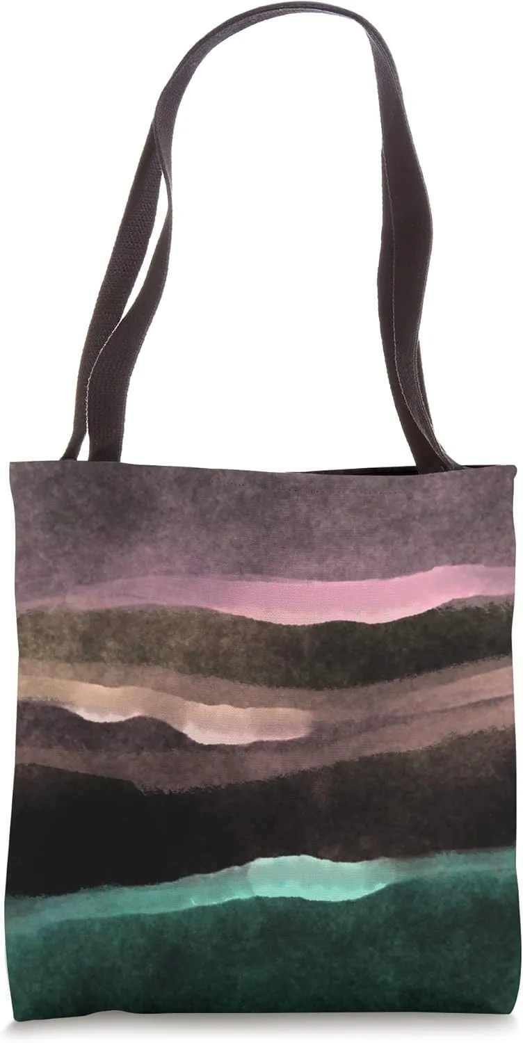 Striped Watercolors Artists Hilly Landscapes Fashion Boho Tote Bag