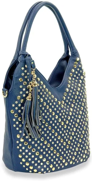 Studded Chevron Pattern Fashion Handbag