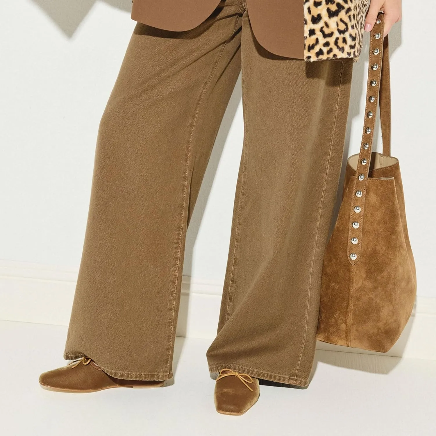 Studded Flats for Women with Ballet Inspired Design; Comfortable Slip-On with Square Toe; Ideal for Formal Office Wear
