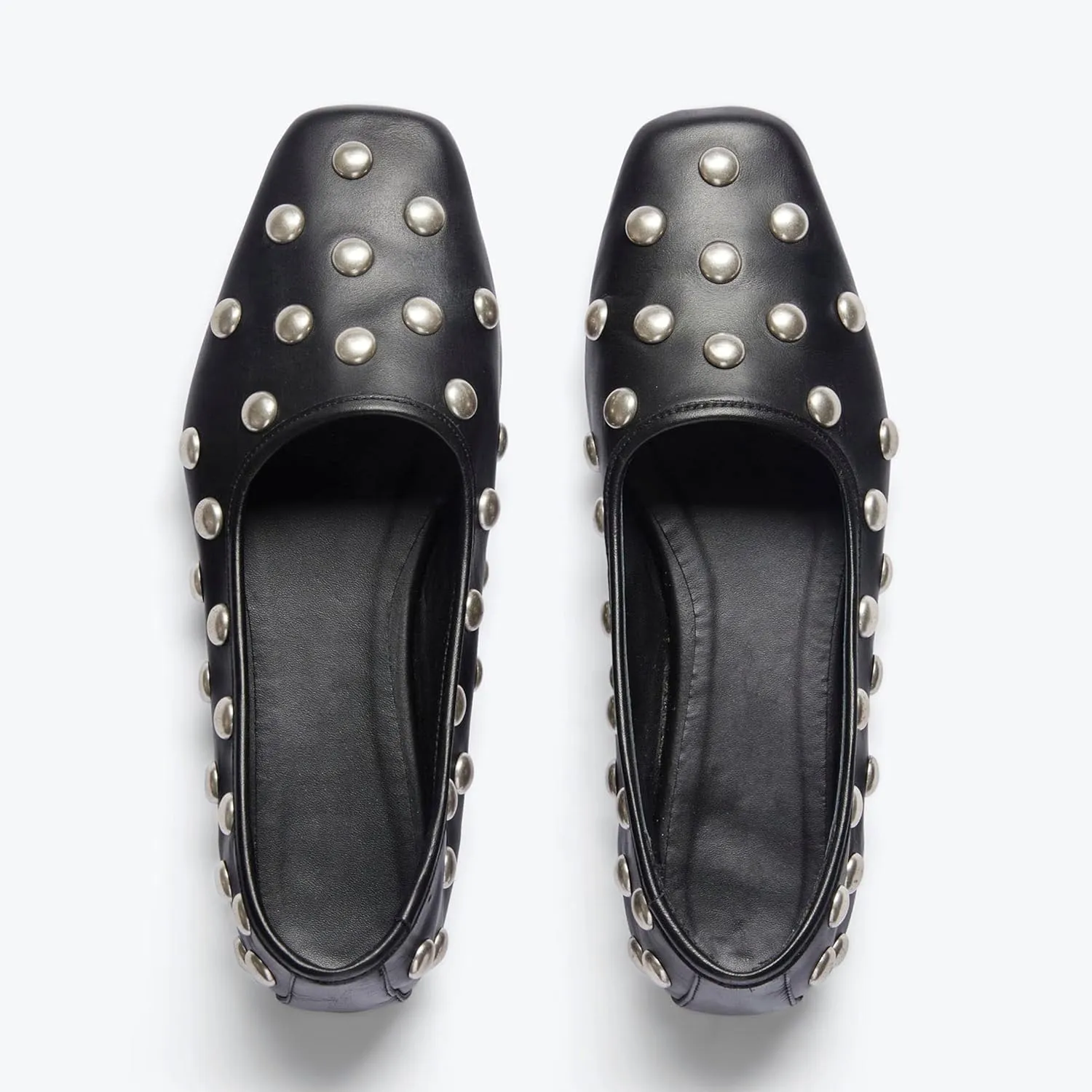 Studded Flats for Women with Ballet Inspired Design; Comfortable Slip-On with Square Toe; Ideal for Formal Office Wear