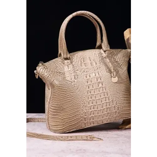 Stylish Crocodile-Pattern Leather Handbag