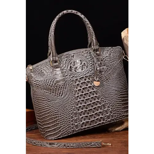 Stylish Crocodile-Pattern Leather Handbag