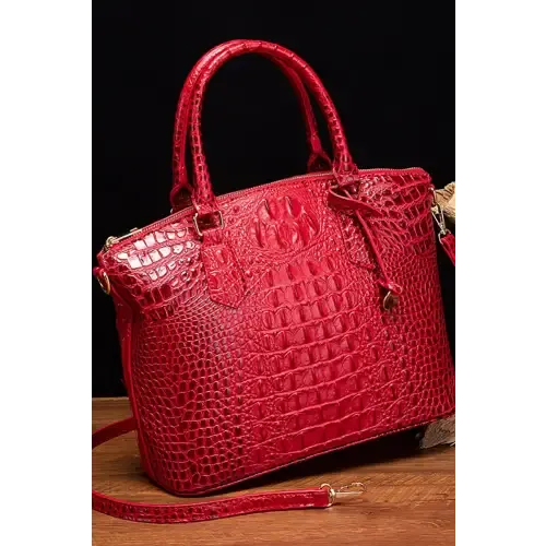Stylish Crocodile-Pattern Leather Handbag