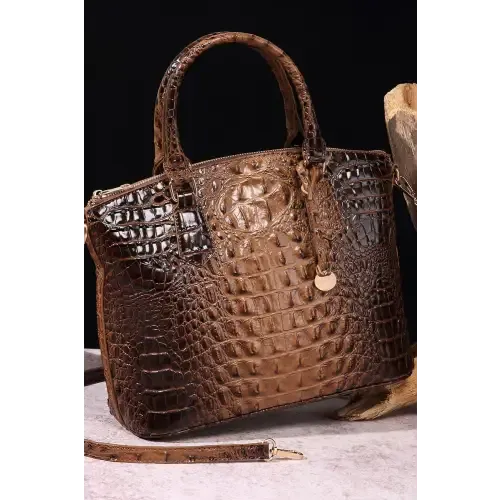 Stylish Crocodile-Pattern Leather Handbag