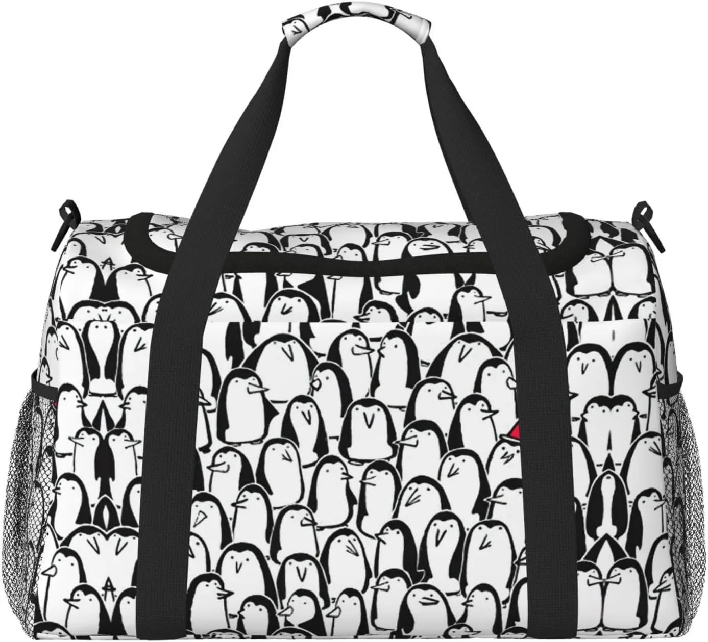 Stylish Crowd of Penguins Print Travel Duffle Bag Large Capacity Tote Stylish Weekender Bag for Outdoor Activities