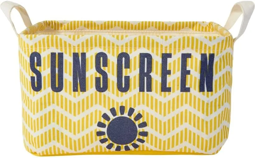 Summer Fun Yellow Striped Storage Tote - For Sunscreen